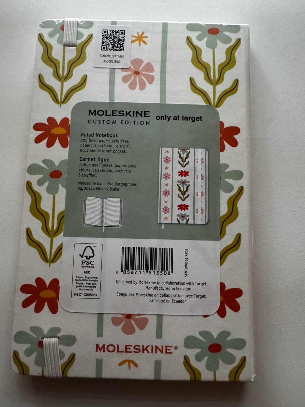 Moleskine Custom Edition Floral Hardcover Ruled Notebook